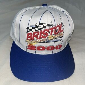Vintage Bristol Tennessee Racing race track 2000 White hat‎ Rope Around Cap VTG